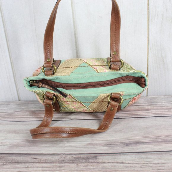 Fossil Genuine Classic Multicolor Embroidered Floral Cotton Patchwork Tote Bag - Picture 5 of 10